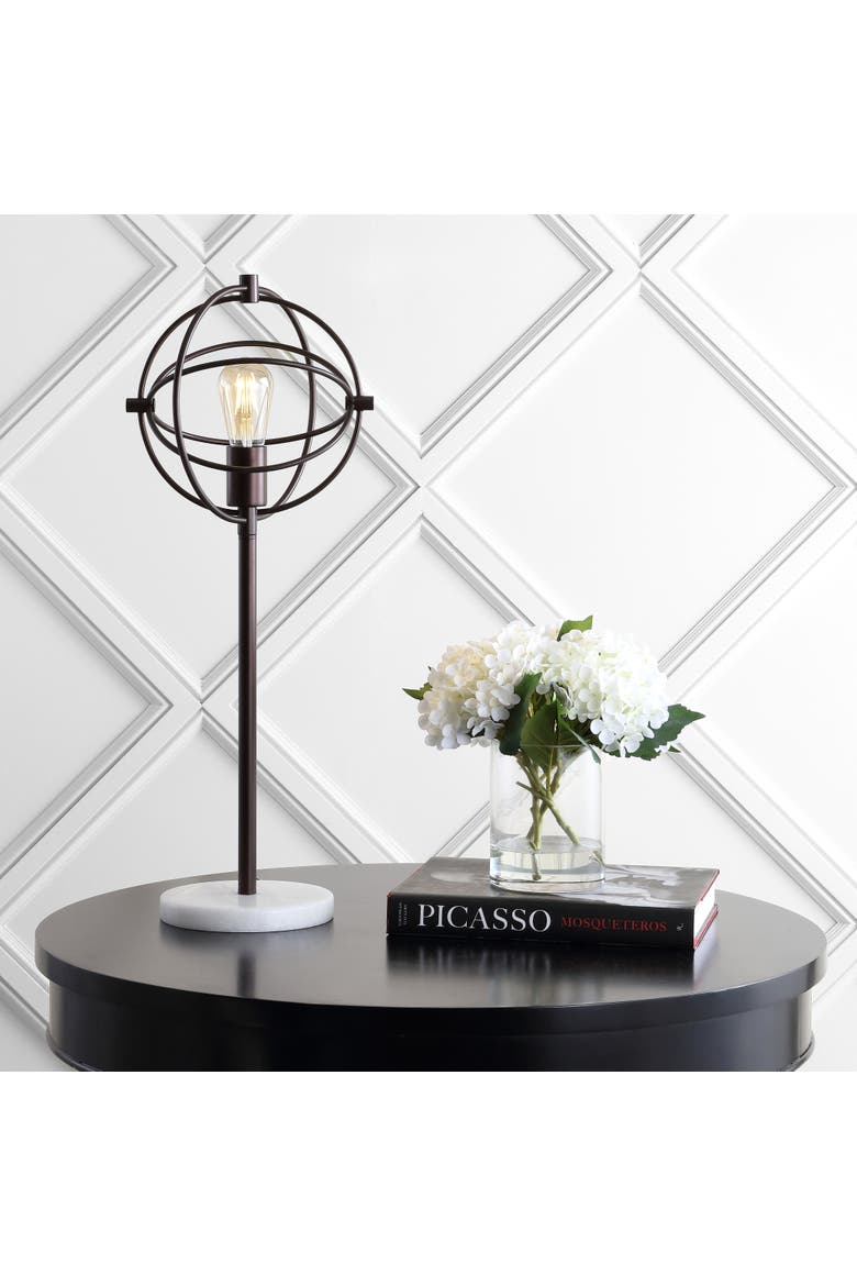 Atomic Edison Bulb Metal/Marble Modern LED Table Lamp, Alternate, color, Oil Rubbed Bronze/White