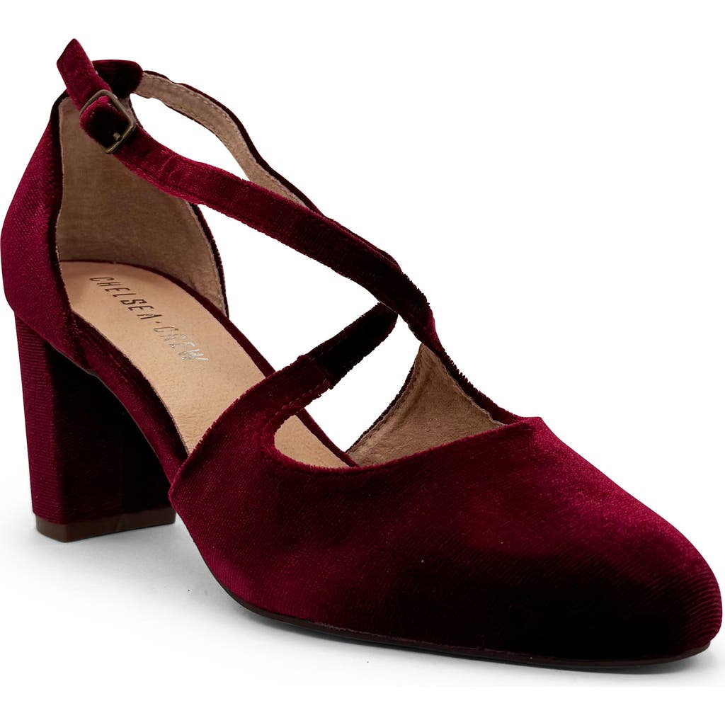Chelsea Crew Oren Crossover Pump In Burgundy Velvet