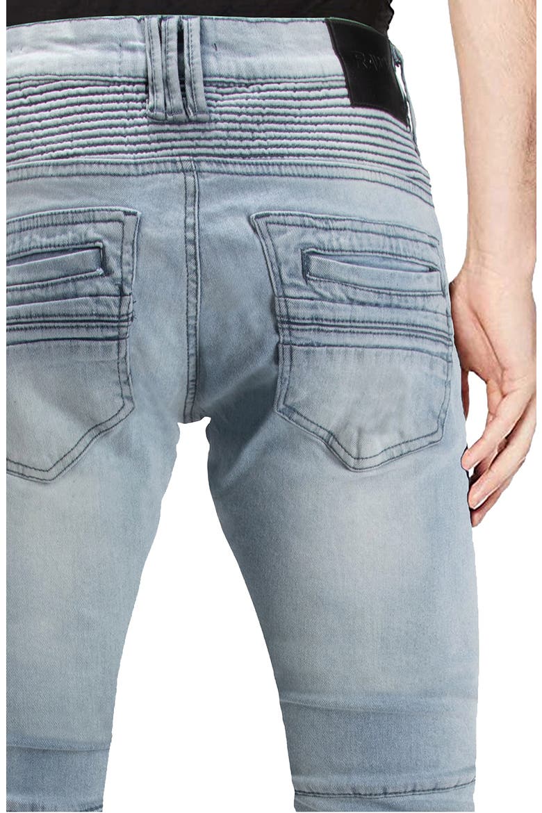 Rawx Distressed Moto Skinny Fit Jeans - 30-32" Inseam, Alternate, color, LT BLUE