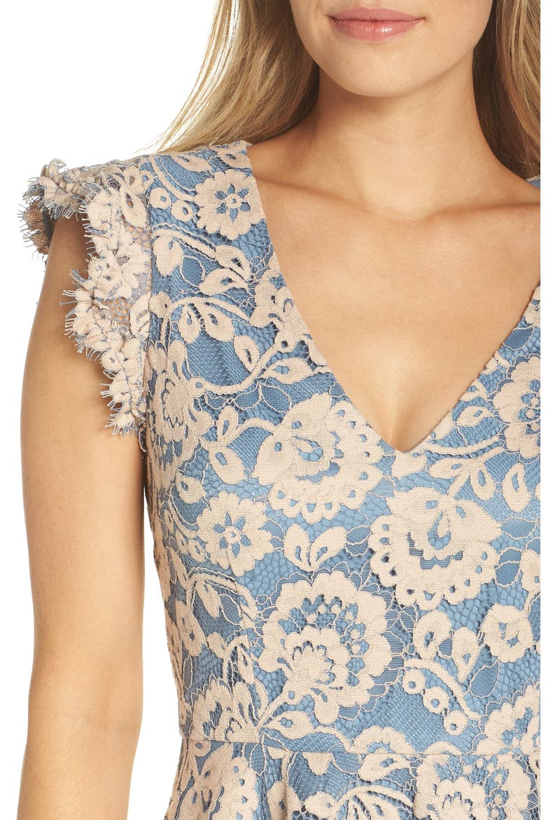 Lace Fit & Flare Dress, Alternate, color, TAUPE