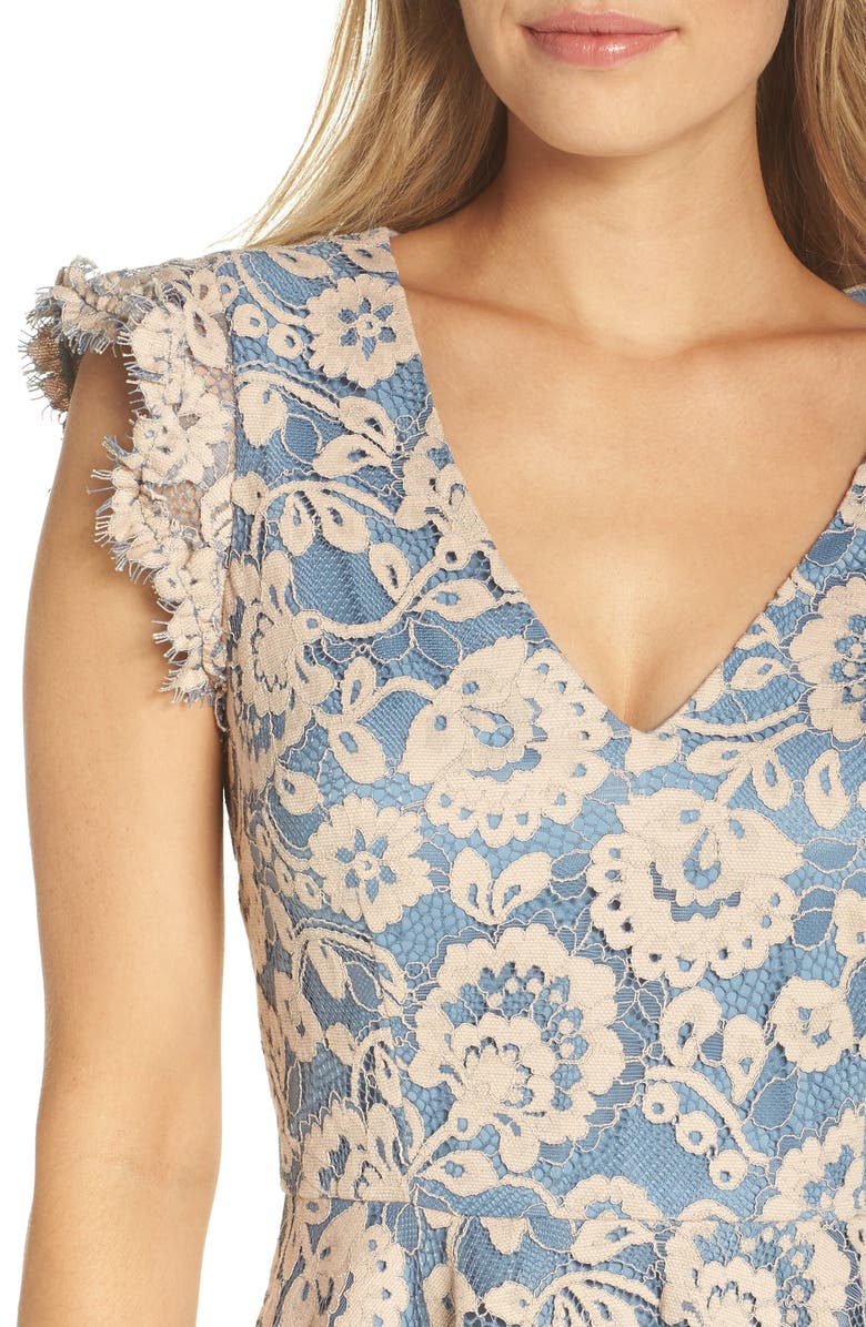 Eliza J Lace Fit & Flare Dress, Alternate, color, 