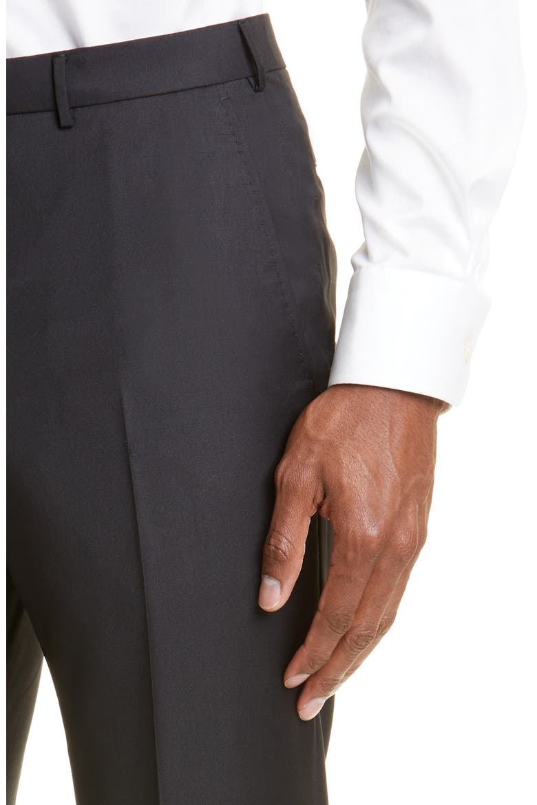 Flat Front Slim Fit Wool Pants, Alternate, color, BLK SLD