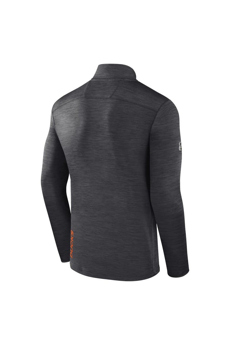 Men's Fanatics Branded  Heather Charcoal Anaheim Ducks Authentic Pro Quarter-Zip Pullover Top, Alternate, color, Heather Charcoal