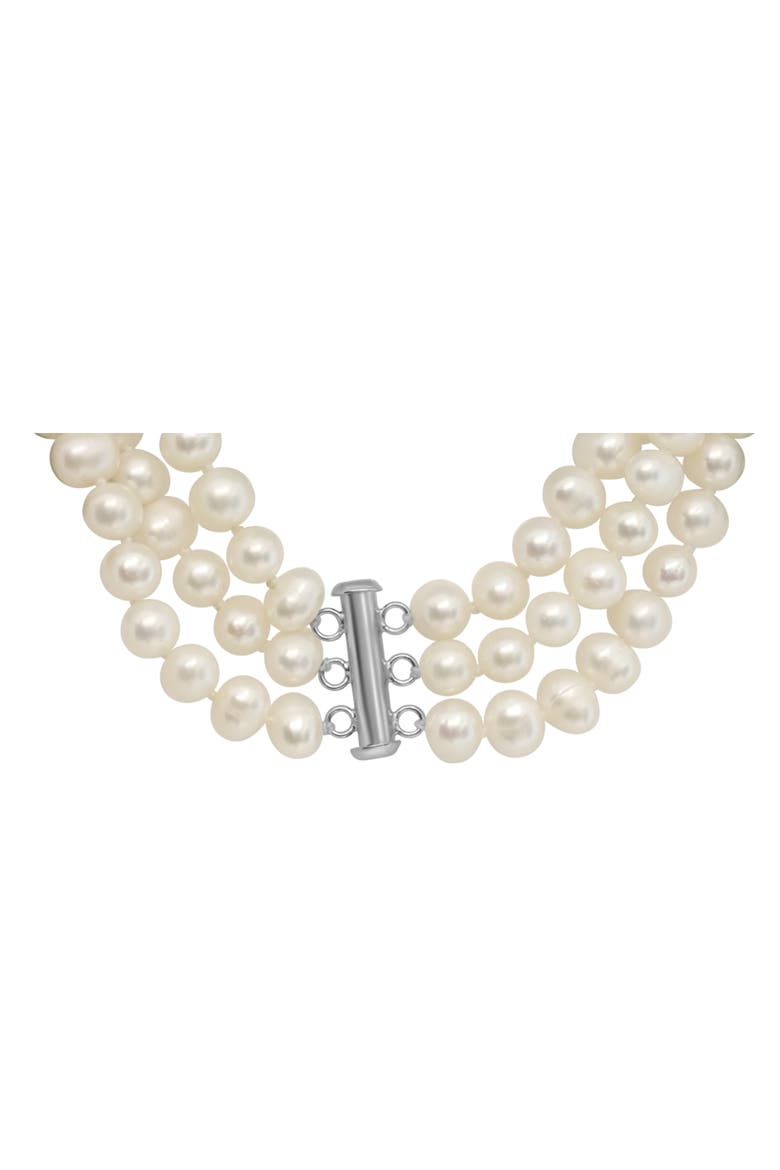 Freshwater Cultured Pearl Three Strand Necklace, Main, color, WHITE