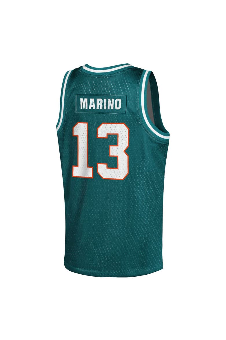 Youth Mitchell & Ness Dan Marino Aqua Miami Dolphins Retired Player NFL Basketball Fashion Jersey, Alternate, color, Aqua