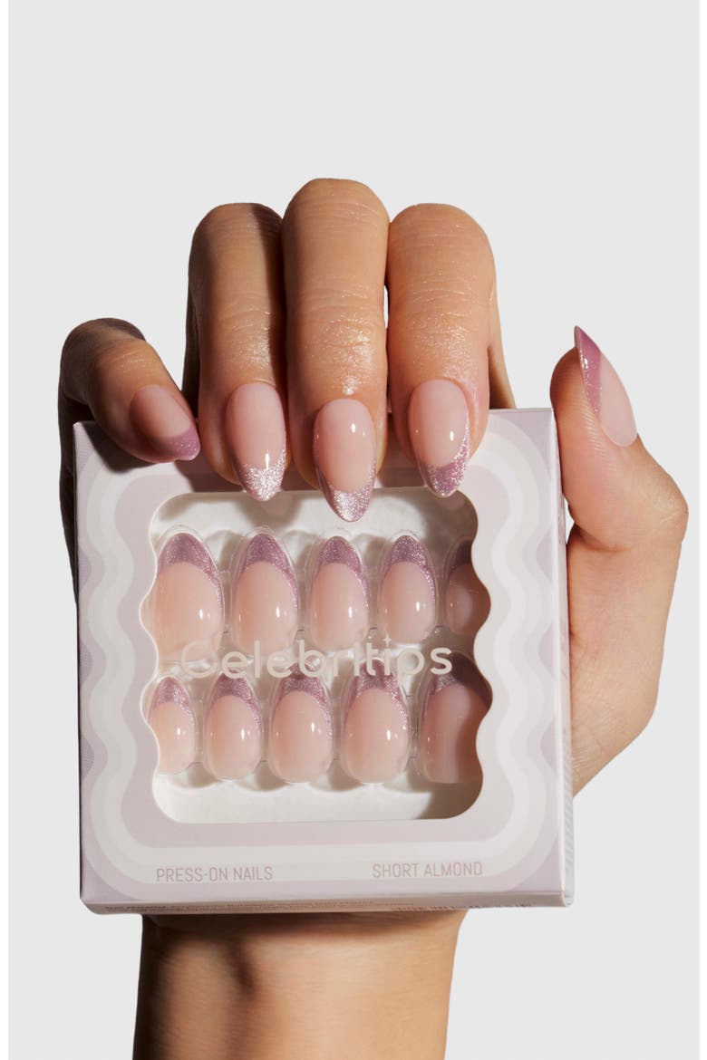 3D Sparkling Berry Short Almond Press-On Nails, Alternate, color, CLEAN GIRL VIBE