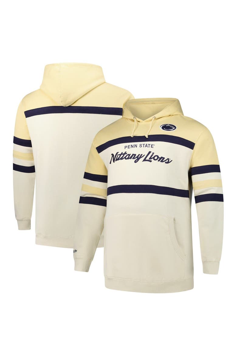 Men's Mitchell & Ness Cream Penn State Nittany Lions Big & Tall Head Coach Pullover Hoodie, Main, color, Cream