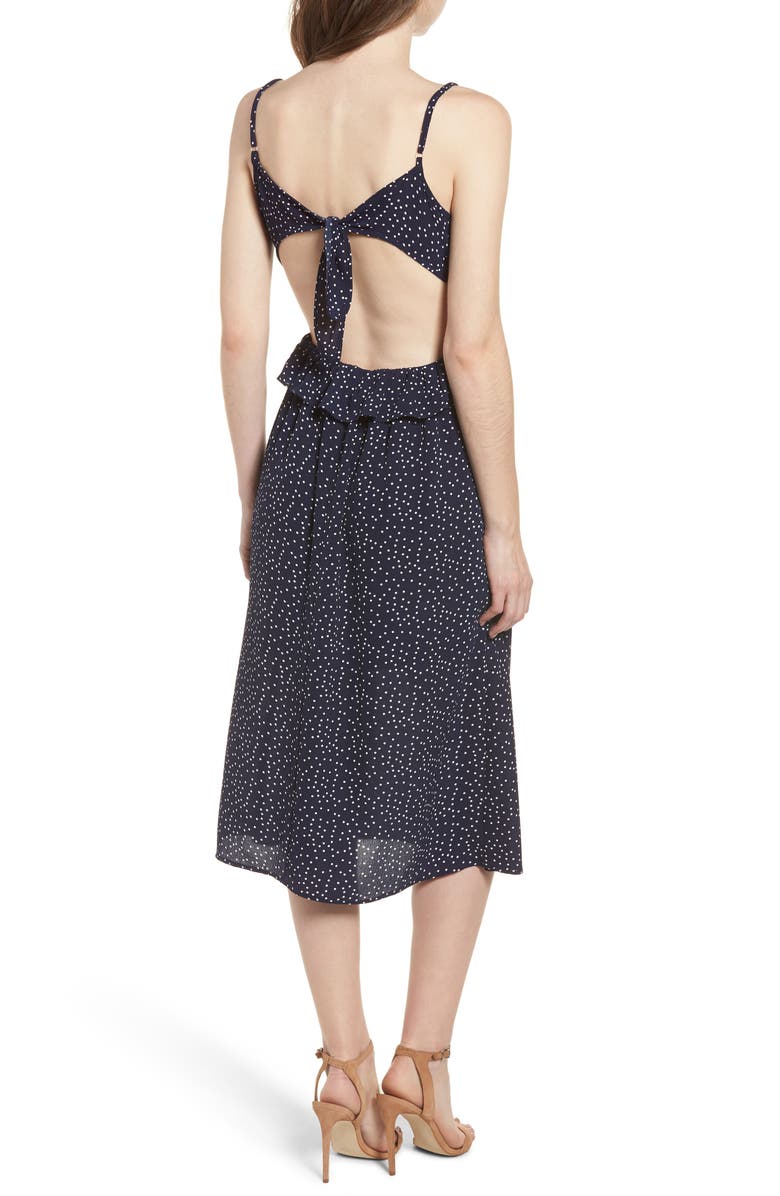 Row A Ruffle Tie Back Midi Dress, Alternate, color,