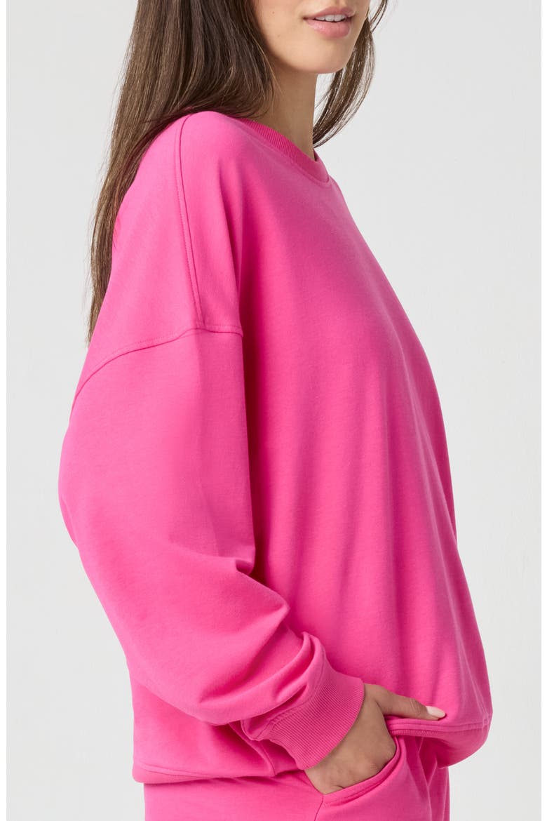 Sporty Terry Crew Sweatshirt, Alternate, color, FUCHSIA