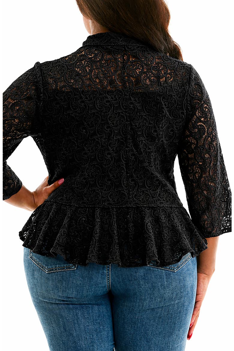 Ruffle Lace Three-Quarter Sleeve Bolero, Alternate, color, BLACK