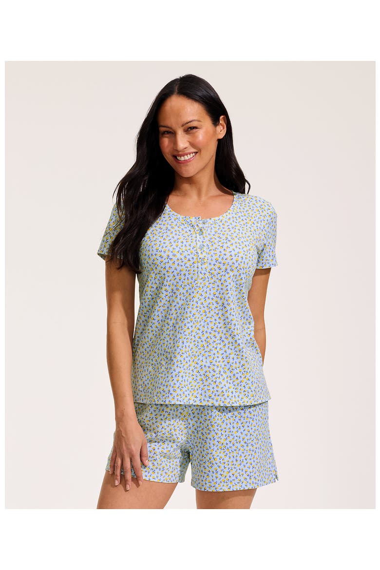 Knit 2 Piece Pajama Set - Short Sleeve Top and Shorts, Alternate, color, Misty Blue Floral