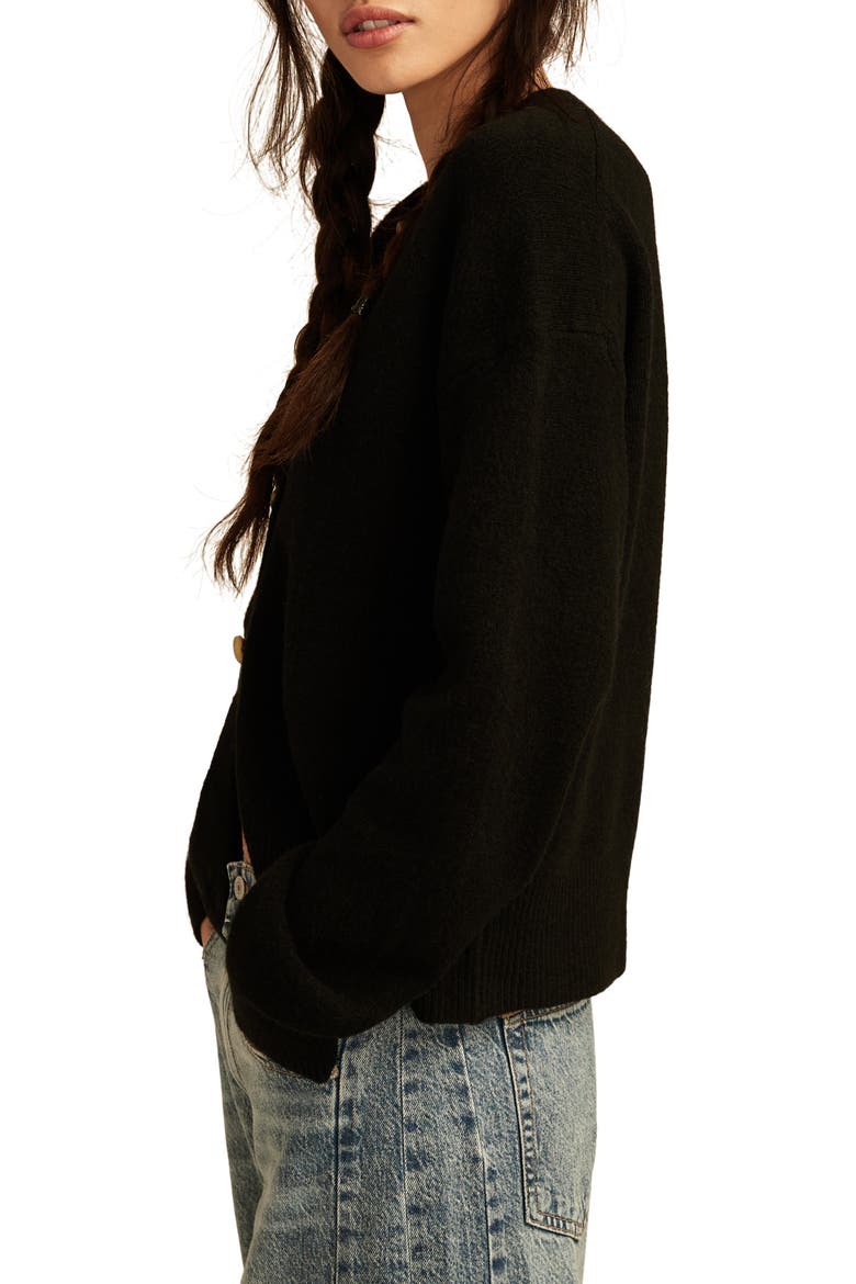 Crewneck Cardigan, Alternate, color, DARK BLACK