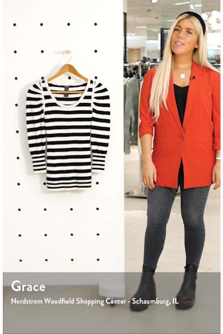 Puff Sleeve Stripe Cotton Blend Sweater video