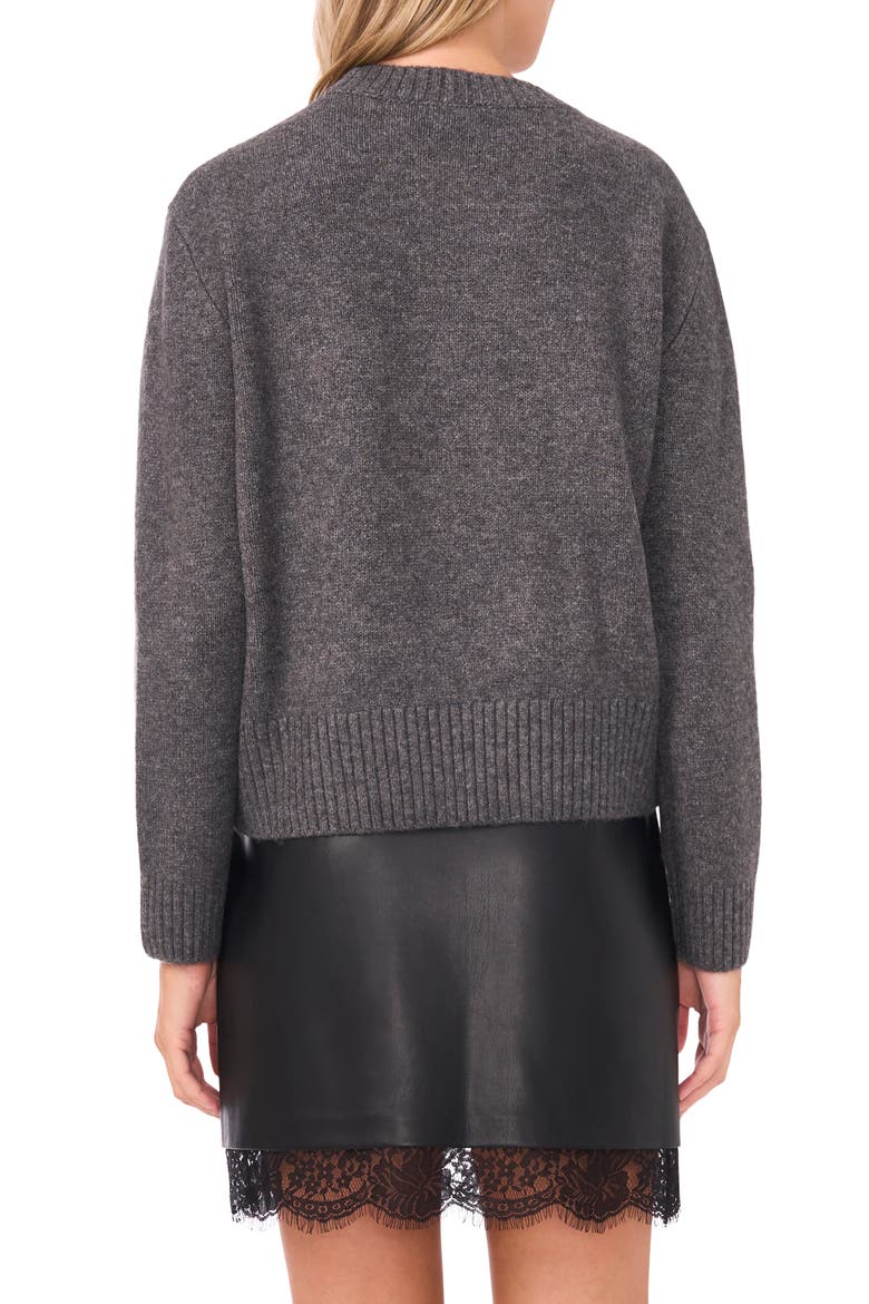 Sequin Star Detail Crewneck Sweater, Alternate, color, MEDIUM HEATHER GREY