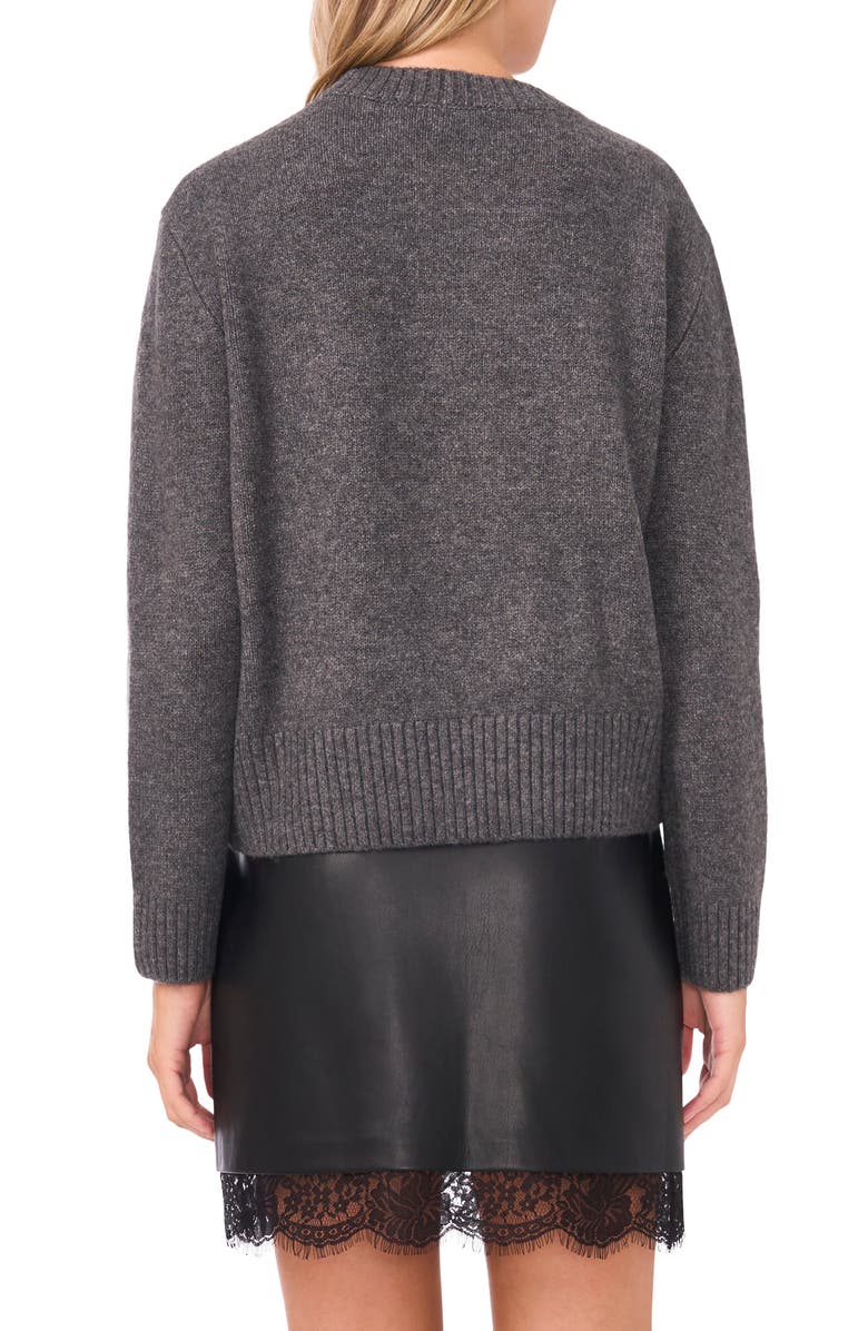 Vince Camuto Sequin Star Detail Crewneck Sweater, Alternate, color, Medium Heather Grey