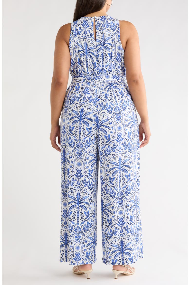 Romina Tropical Jora Sleeveless Jumpsuit, Alternate, color, WHITE BLUE-MULTI