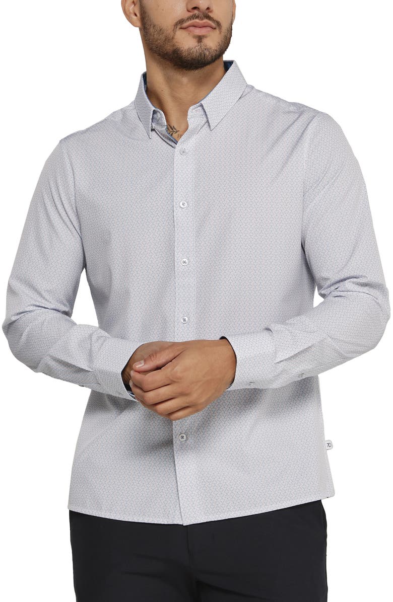 7 Diamonds Willem Geometric Print Performance Button-Up Shirt, Main, color,