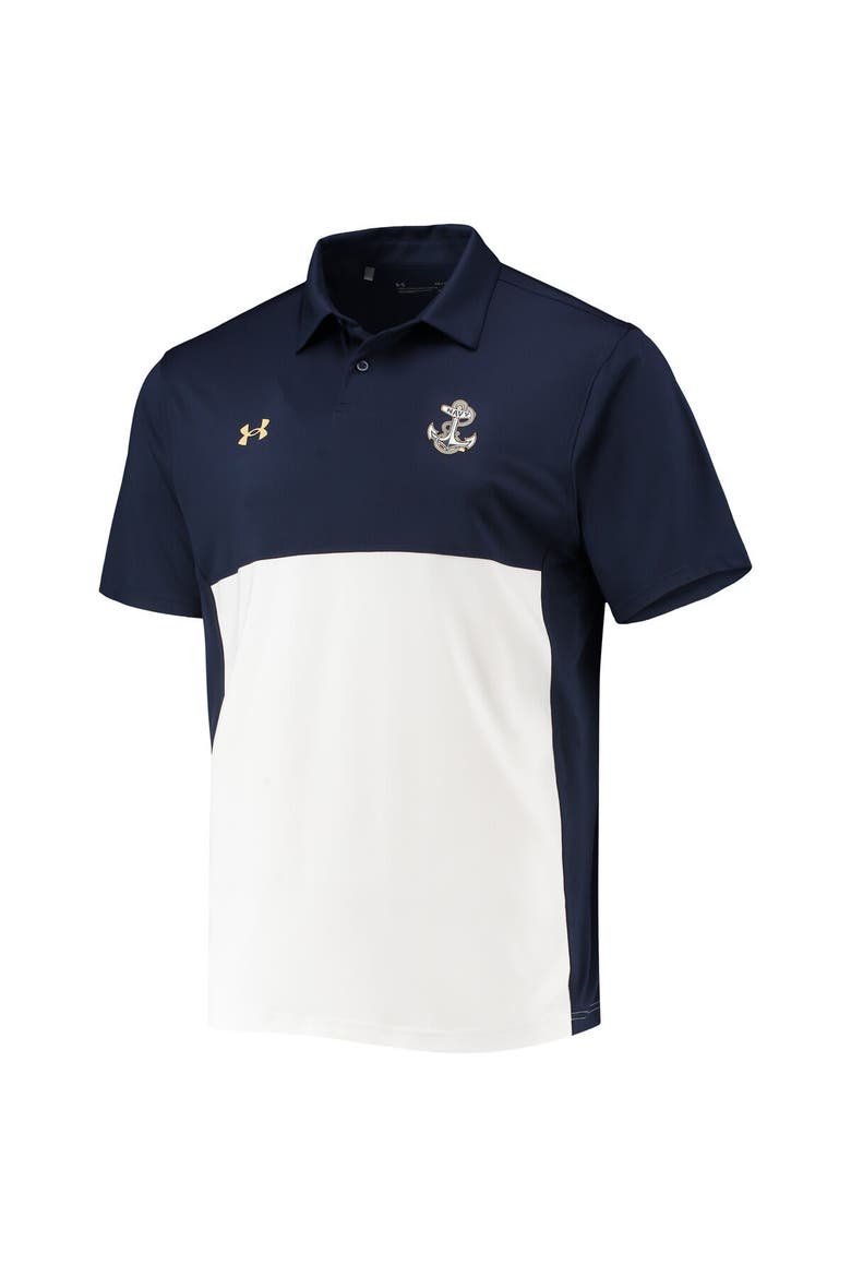 Men's Under Armour Navy/White Navy Midshipmen 2022 Blocked Coaches Performance Polo, Alternate, color, Navy