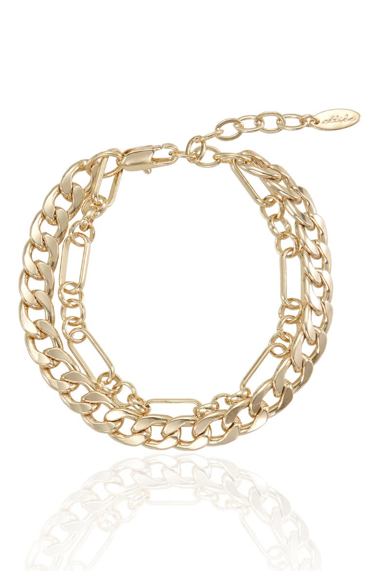 Mixed Double Chain Bracelet, Main, color, GOLD