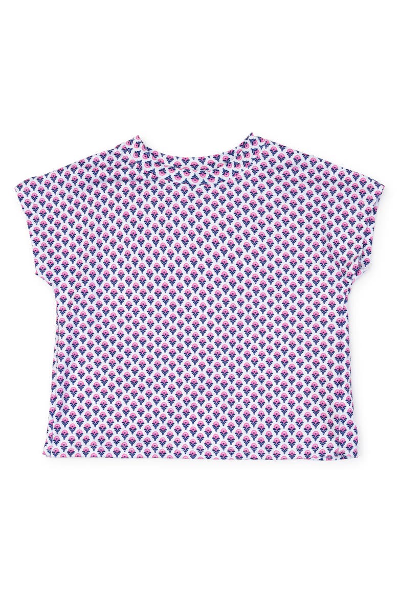 Sloane Girls' Short Sleeve Performance Top by LH Sport, Main, color, Boho Flora Hot Pink Navy