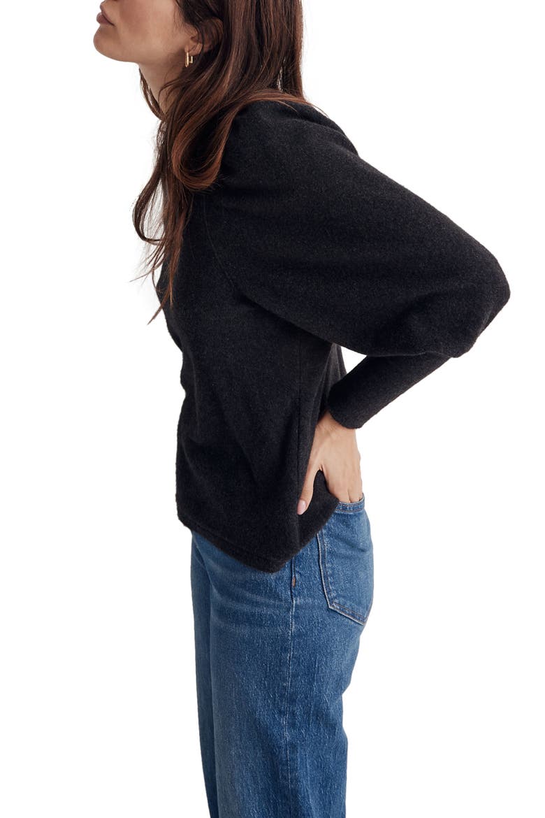 Puff Sleeve Brushed Jersey Top, Alternate, color, HTHR DARK CHARCOAL