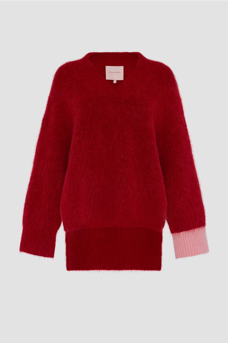 Tehla V-Neck Knitted Sweater, Alternate, color, Blood Orange