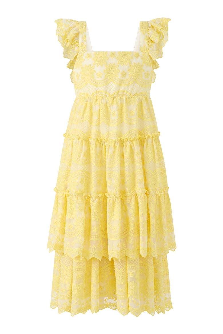 Kaia Lace Embroidered Maxi Dress, Main, color, Lemon