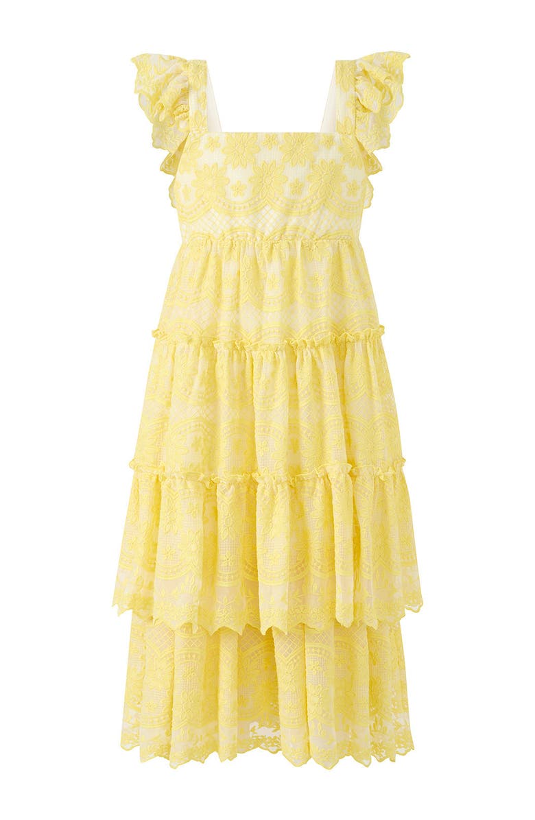Marlo Kids Kaia Lace Embroidered Maxi Dress, Main, color, Lemon