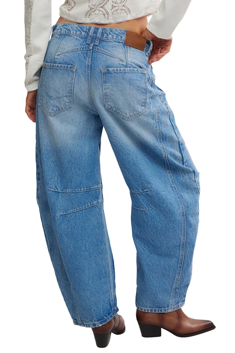 We The Free Good Luck Mid Rise Barrel Leg Jeans, Alternate, color, ULTRA LIGHT BEAM
