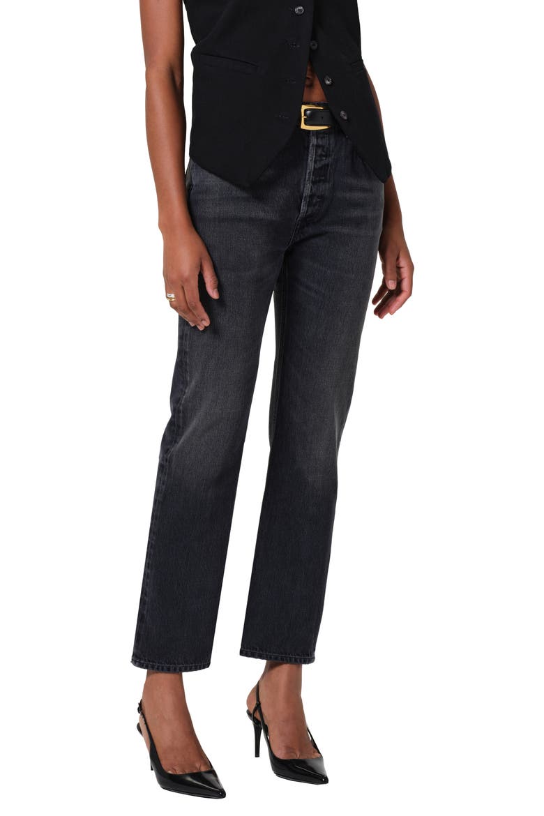 Blaine High Waist Ankle Straight Leg Jeans, Alternate, color, VINTAGE BLACK