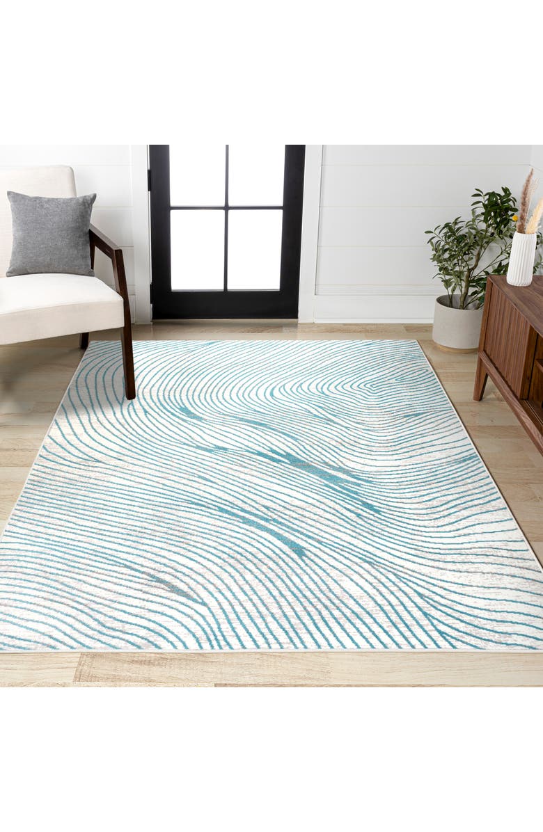 JONATHAN Y Arlo Woodgrain Geometric Area Rug, Alternate, color, Ivory/Blue