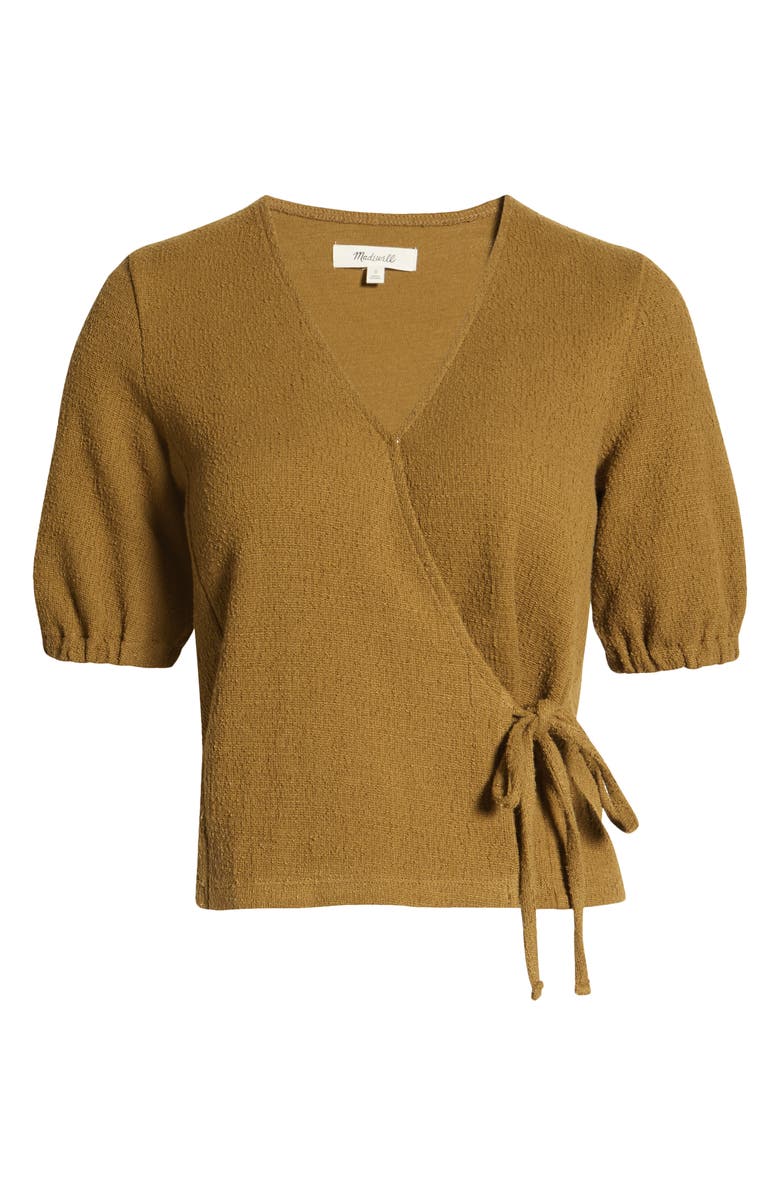 Madewell Texture & Thread Puff-Sleeve Wrap Top, Alternate, color,