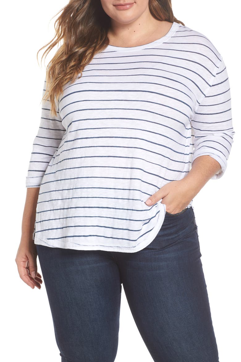Relaxed Stripe Tee, Main, color, WHITE- NAVY STRIPE