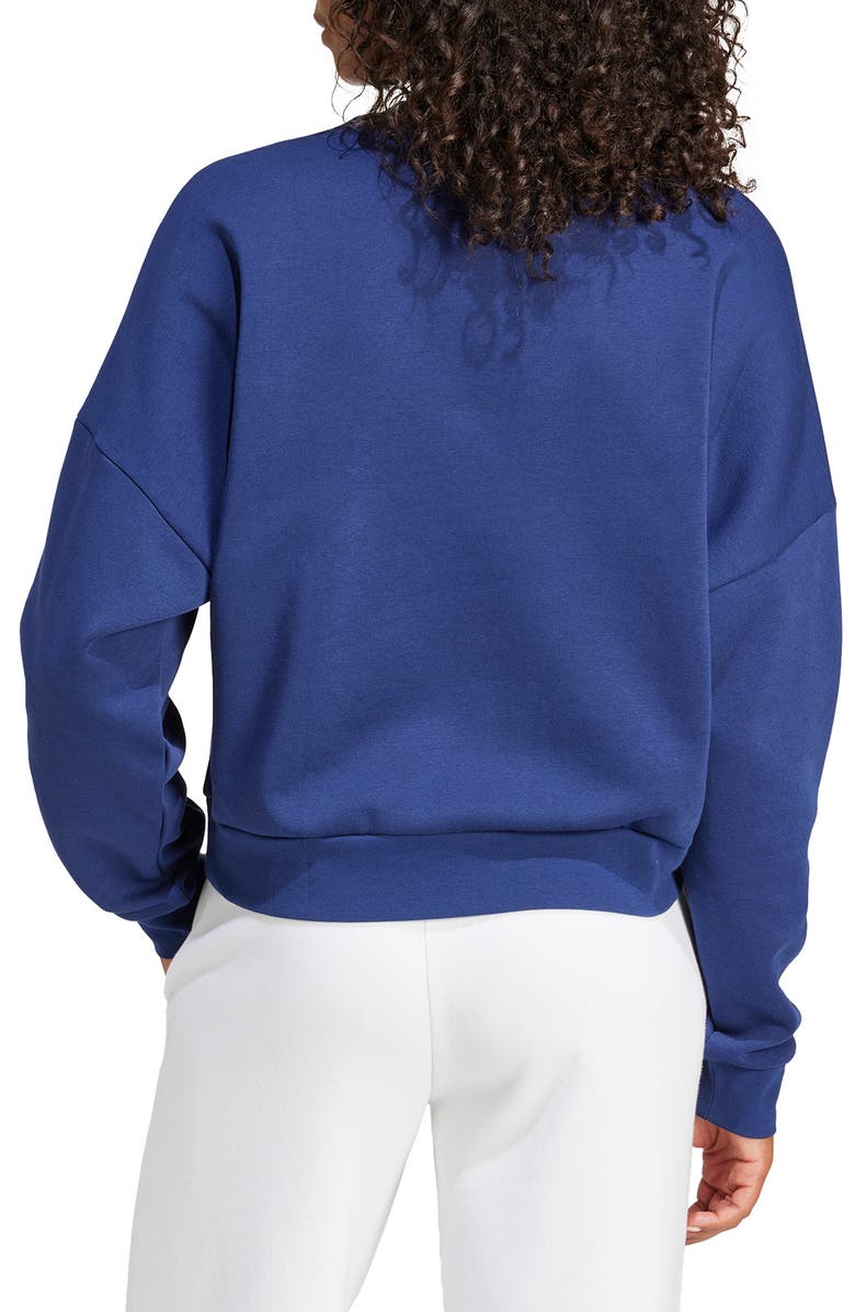 adidas Fleece Sweatshirt, Alternate, color, Dark Blue/ White