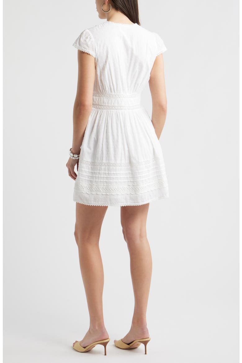 Lace Detail Clip Dot Minidress, Alternate, color, WHITE
