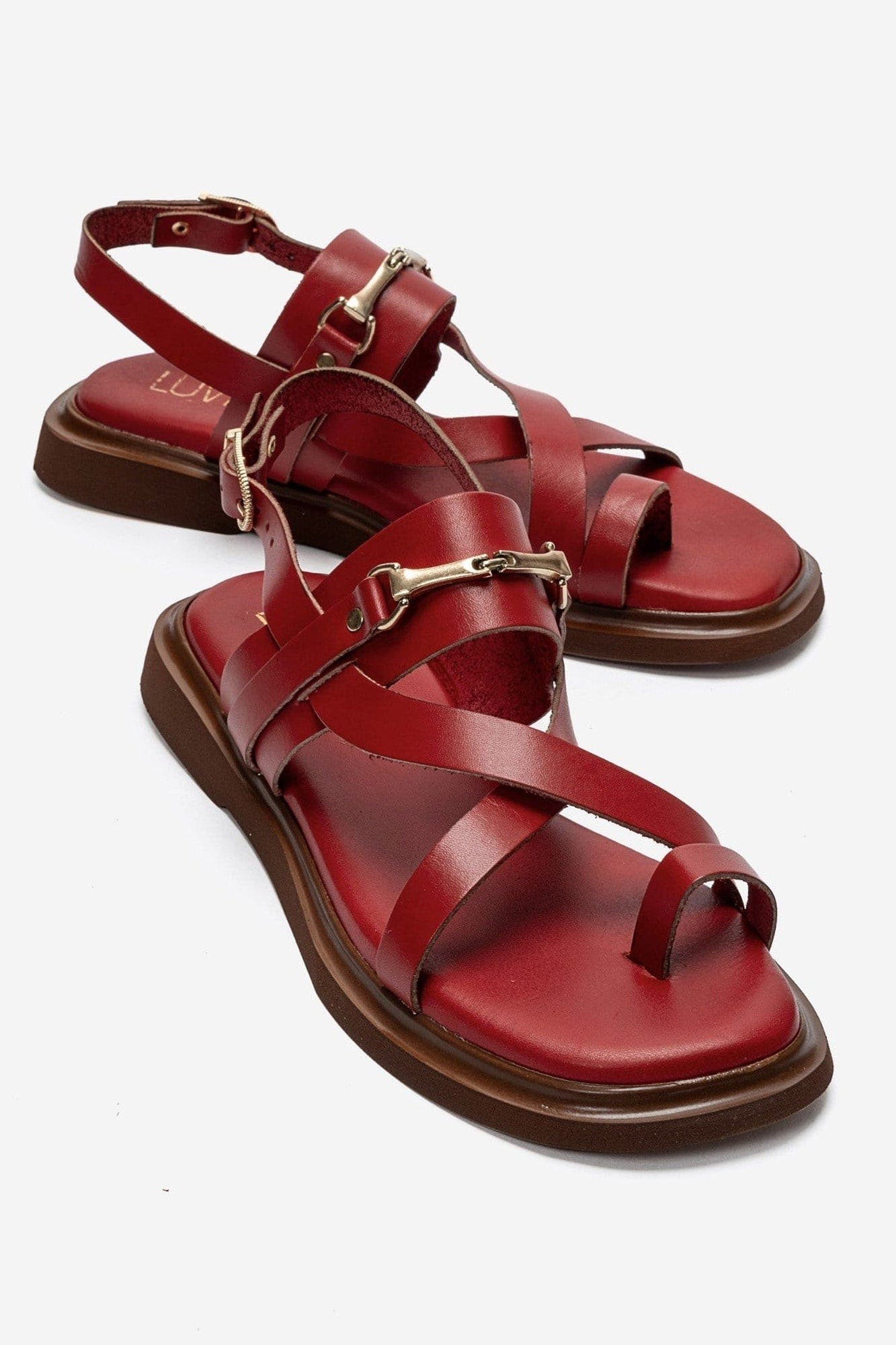 Fabiana Leather Thong Sandal, Main, color, Red
