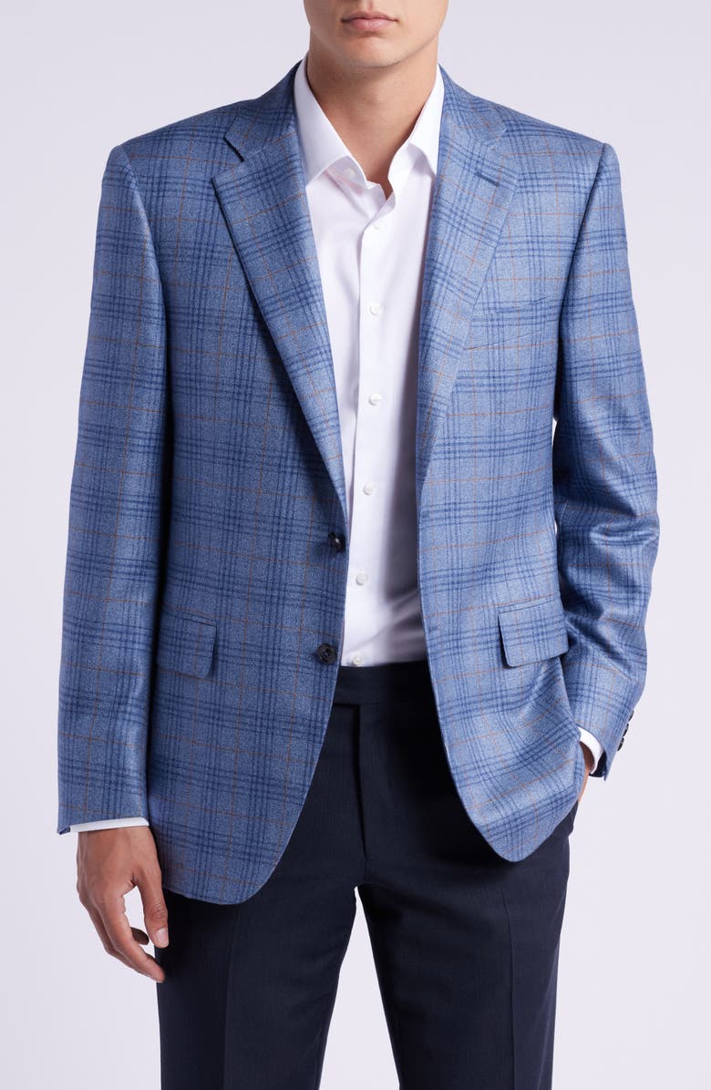 Canali Siena Regular Fit Plaid Silk & Cashmere Sport Coat, Main, color, 