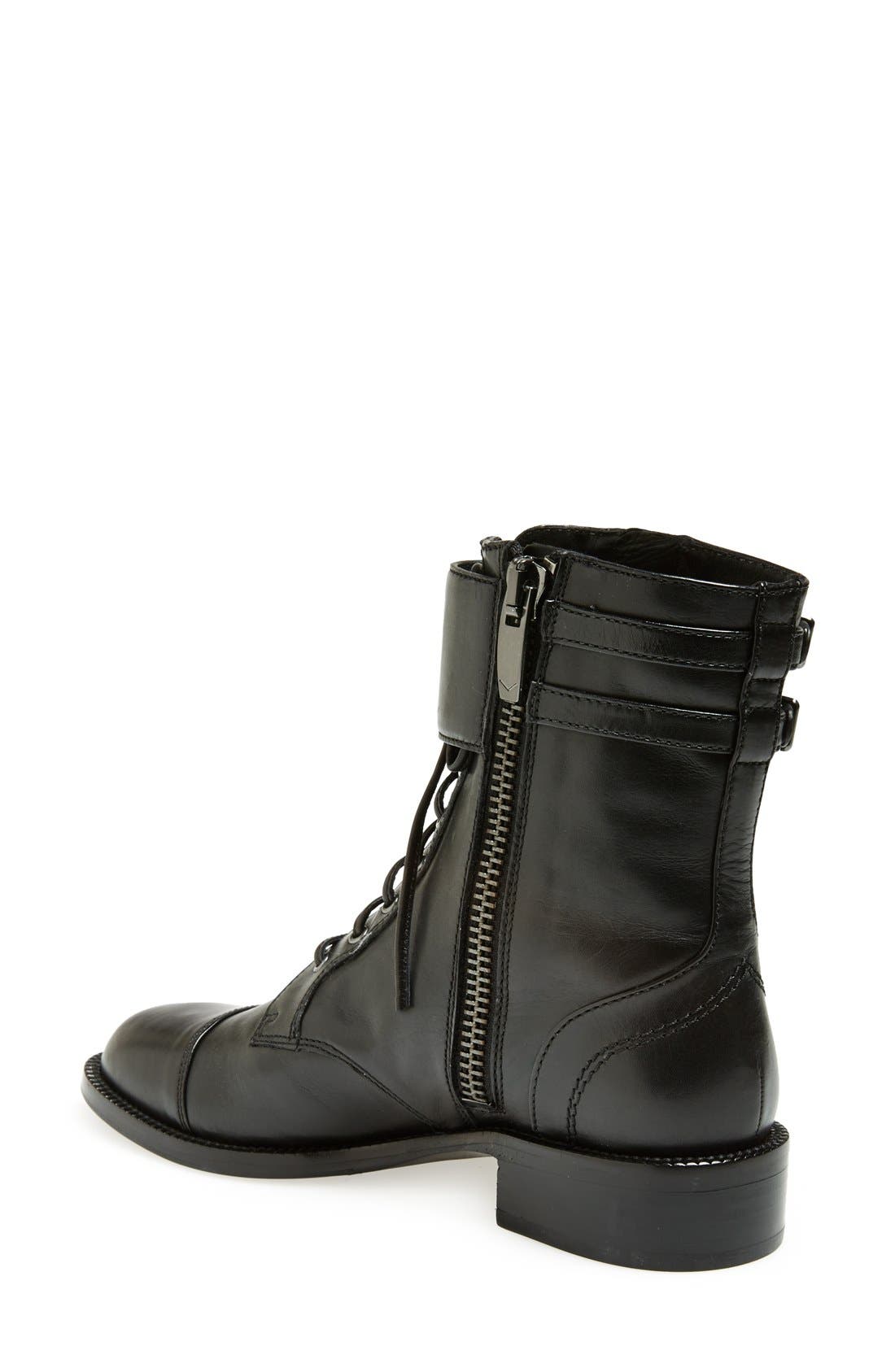 'Bindu' Military Lace-Up Bootie, Alternate, color, BLACK CALF