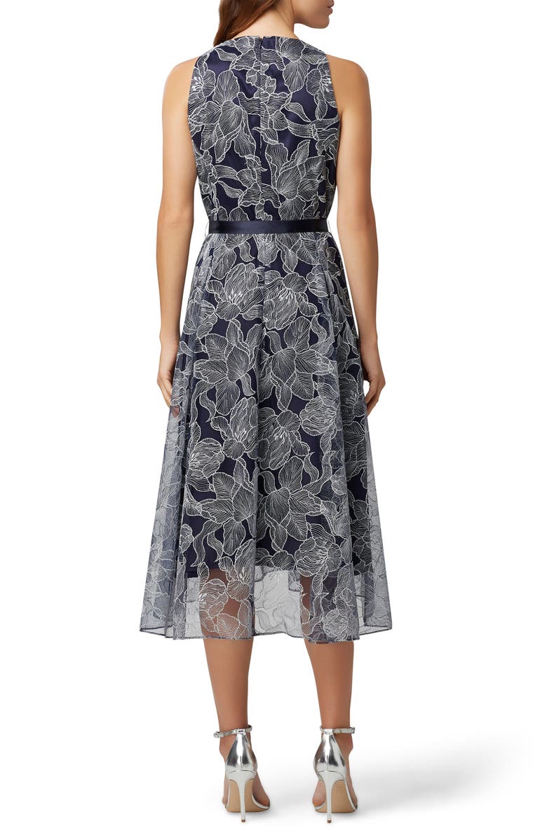 Tahari Sleeveless Tie Waist Metallic High/Low Dress, Alternate, color,