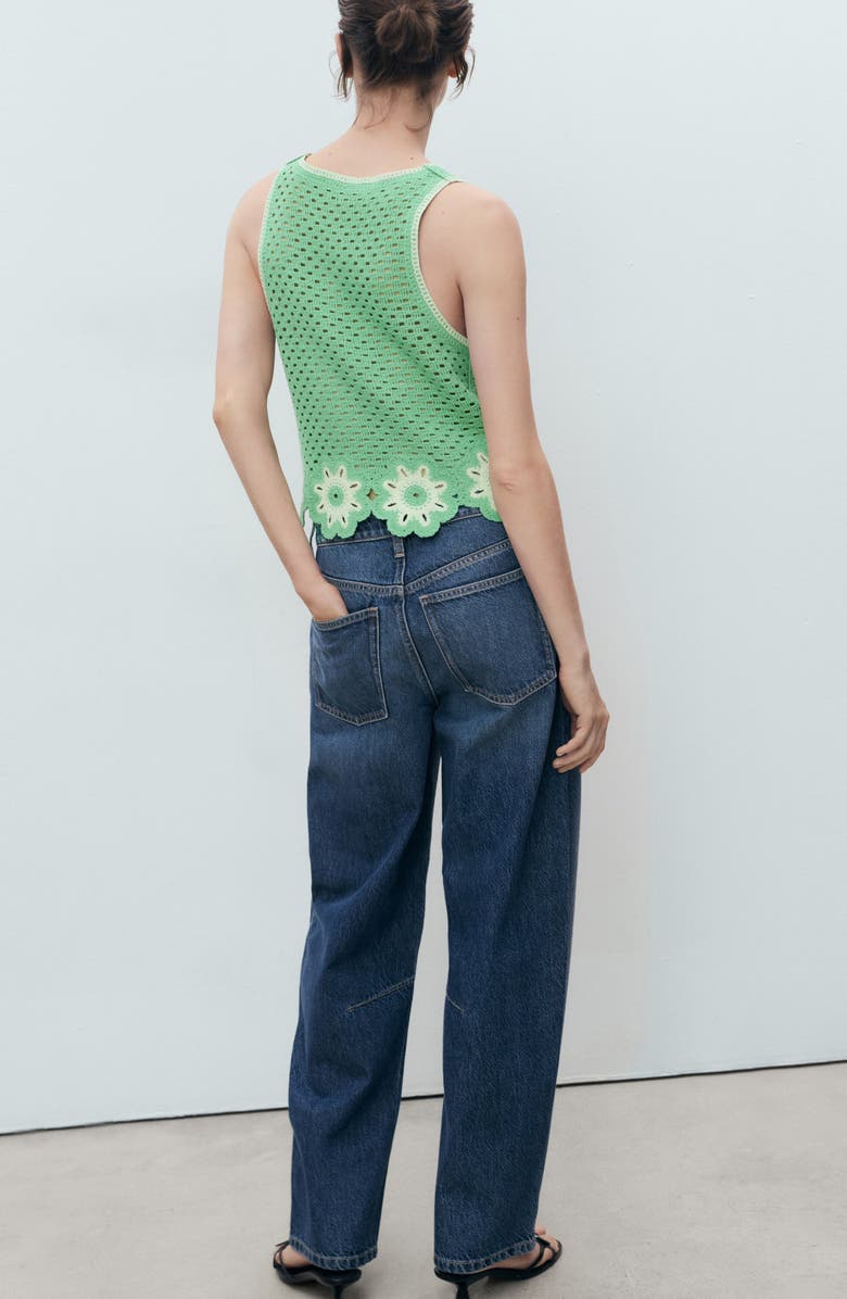 MANGO Floral Scallop Crochet Tank, Alternate, color, Pastel Green