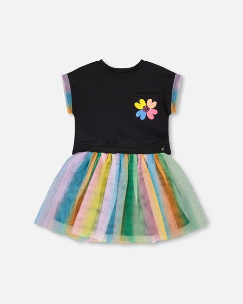 Organic Cotton and Mesh Short Sleeve Dress (Toddler, Little Kid & Big Kid)
