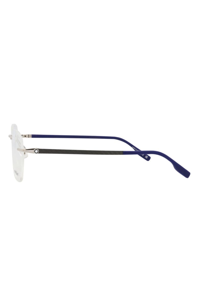 Montblanc 56mm Rimless Square Optical Glasses, Alternate, color, Silver Blue Transparent