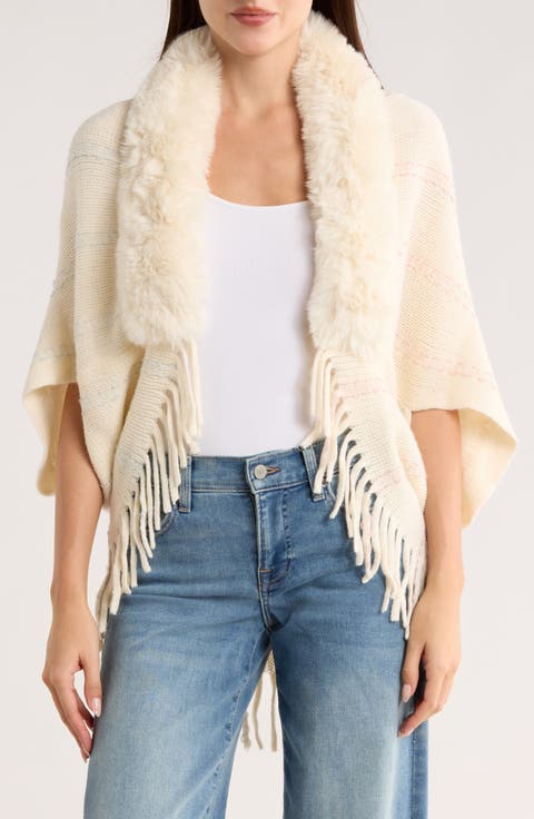 Faux Fur Fringe Cape