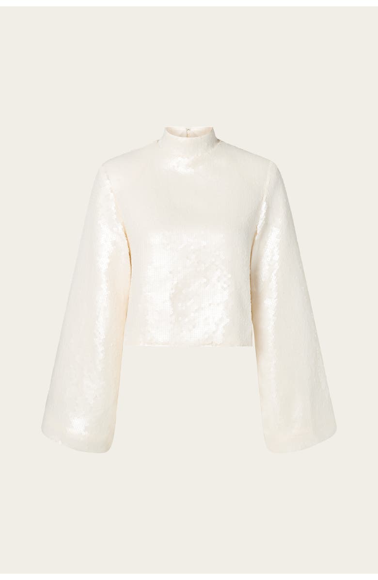 Malina Line Longsleeve Sequin Top, Alternate, color, Vanilla