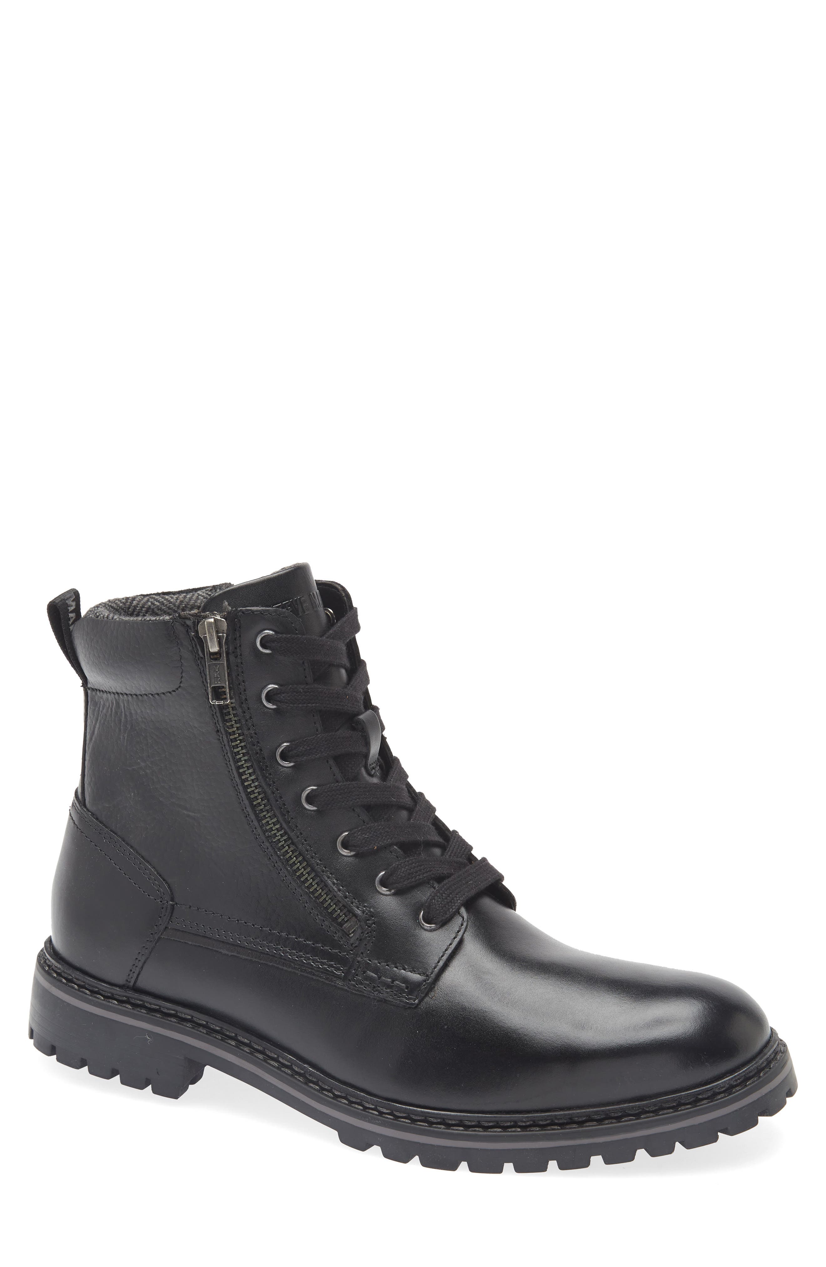 Steve Madden - Rox DK - Stivali stringati in pelle vintage marrone slavato con fibbie