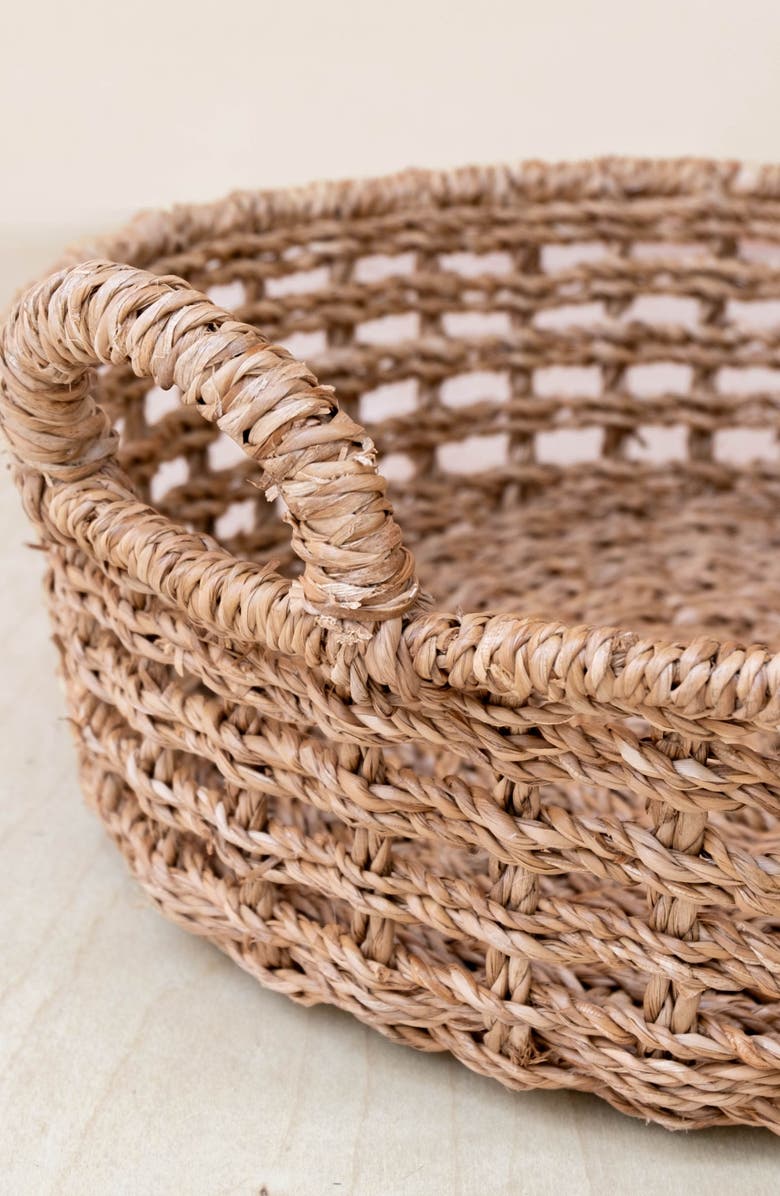 LIKHA Round Tray Open Weave with Cutout Handles, Alternate, color, Natural
