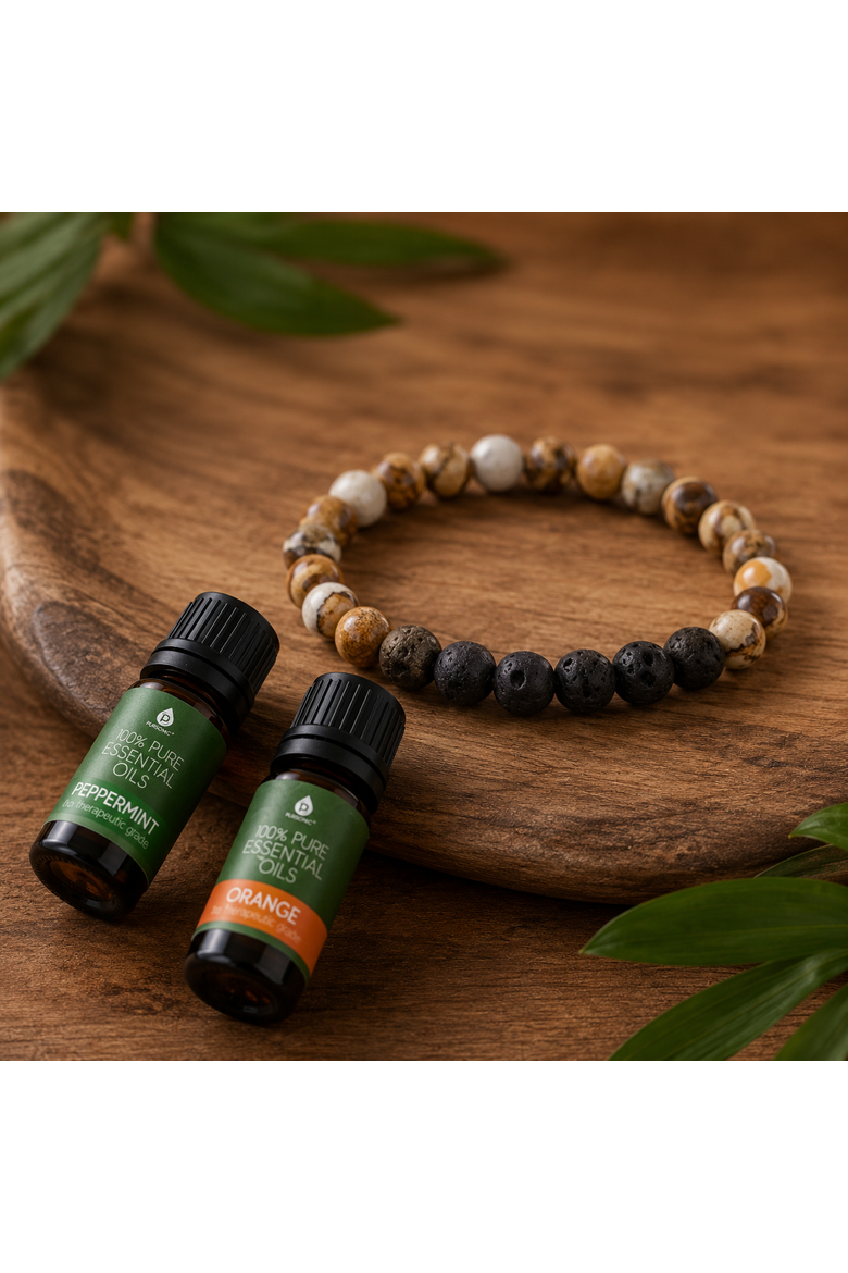 Lava Stone Bracelet with Peppermint & Orange oils, Alternate, color, Green