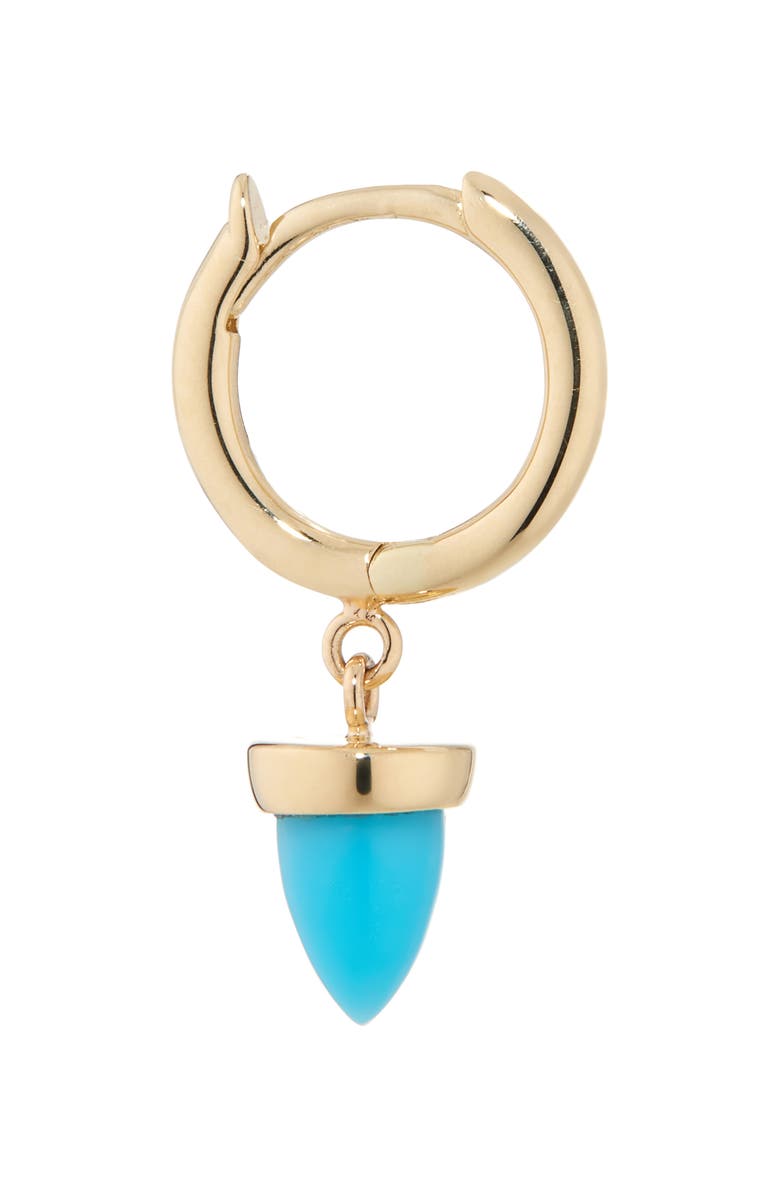 Zoë Chicco Turquoise Bullet Drop Huggie Hoop Earrings, Alternate, color, 14K Yellow Gold / Turquoise