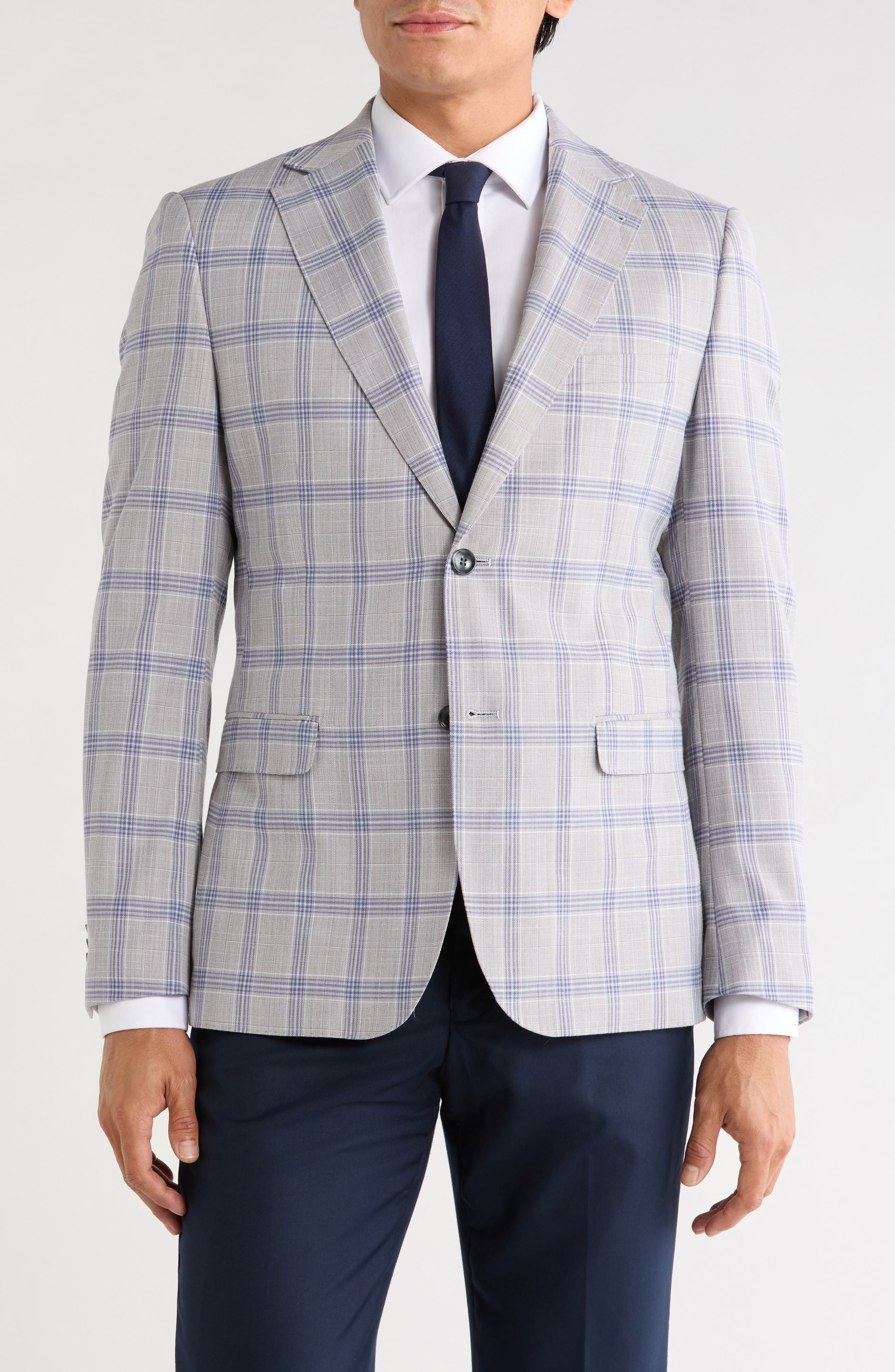 Trim Fit Plaid Sport Coat