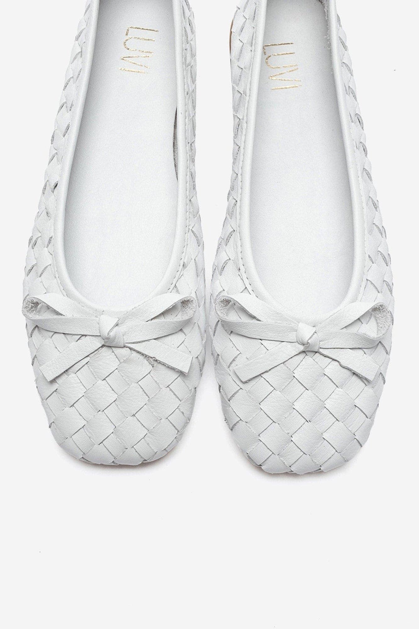 Garen Leather Ballet Flat, Alternate, color, White